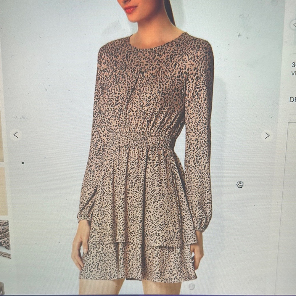 Gold Mini Fit and Flare Dress with Long Bishop Sleeves and Sequin Embellishments